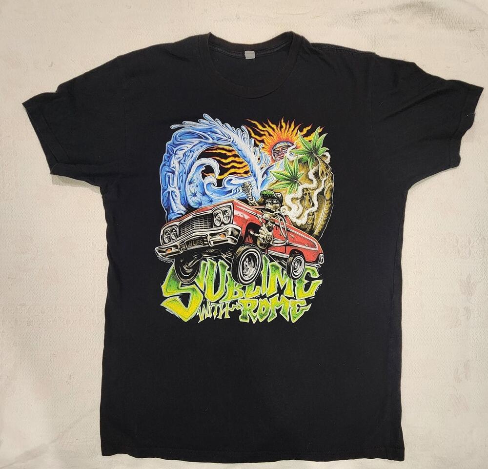 Sublime With Rome Band T-Shirt Lowrider Graphic Black Mens Large Tour Tee